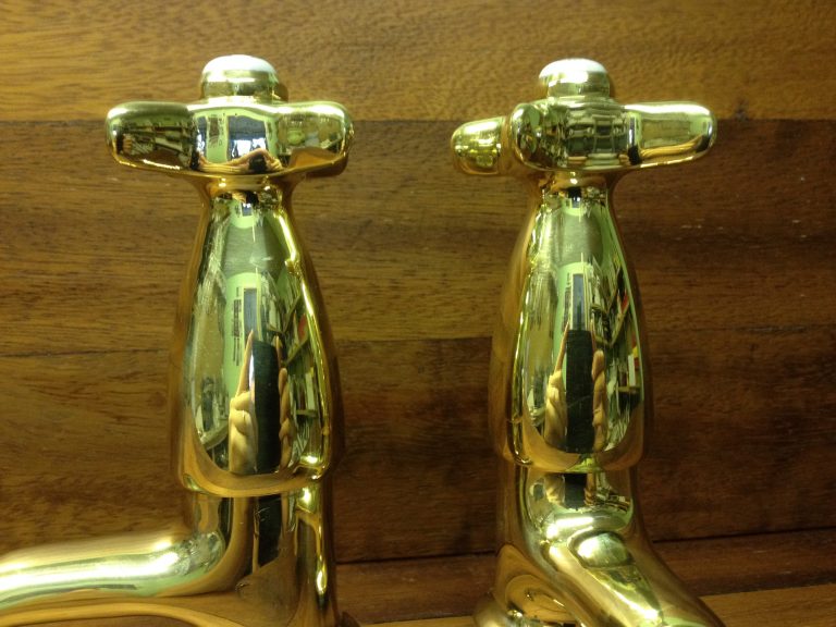 Read more about the article Sanitor polished brass basin taps – SOLD.