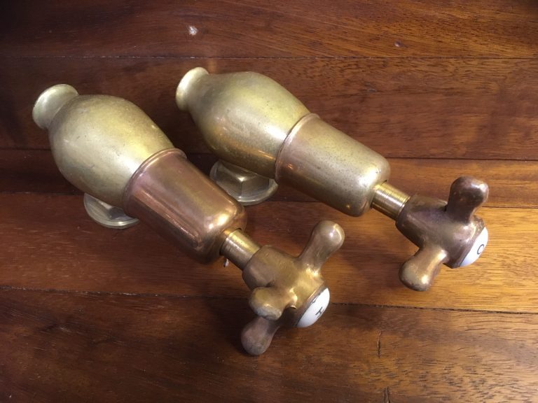 Read more about the article Globe taps in stripped brass.